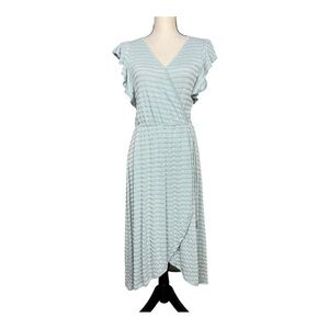 Caution To The Wind Soft Green Midi  Wrap Dress Size M